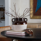 Vintage Two-Tone Stoneware Crock with Lid