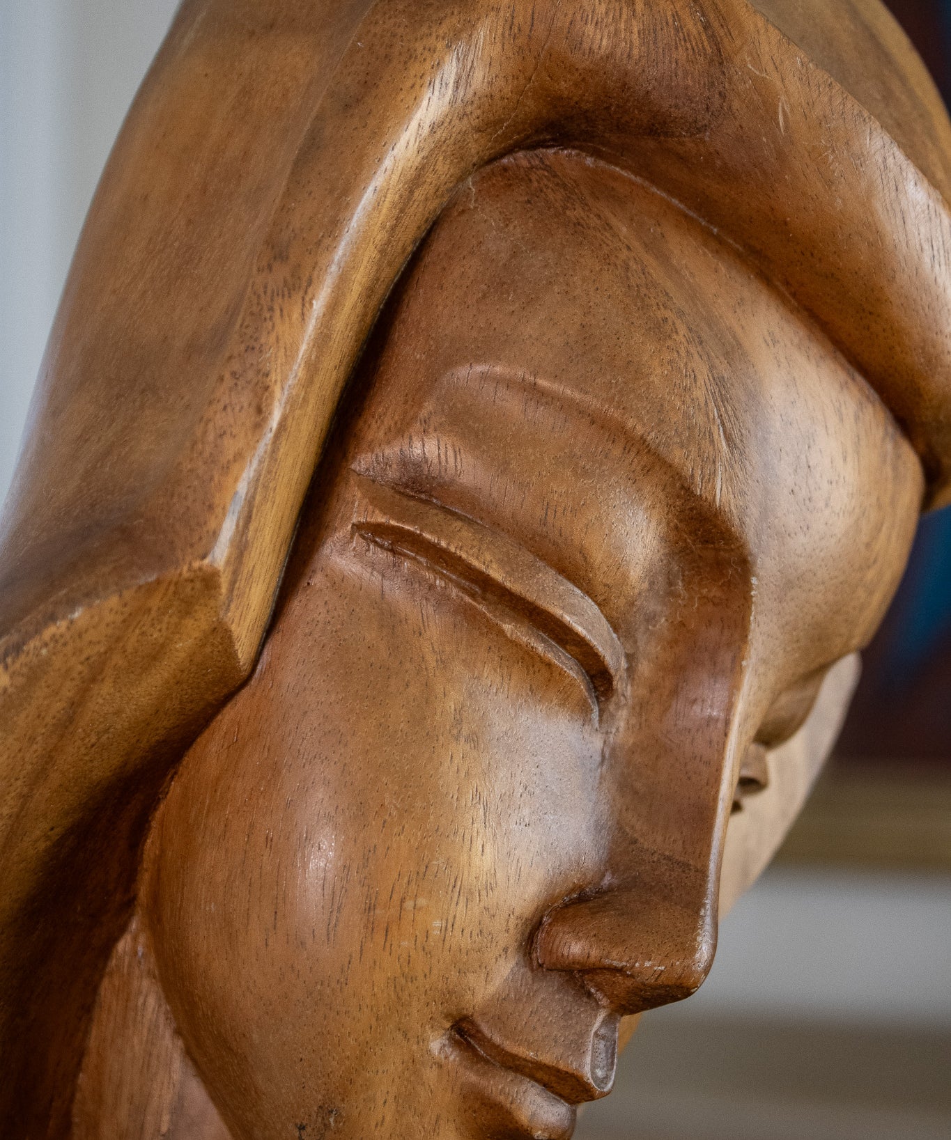 Vintage Carved Wood Female Sculpture