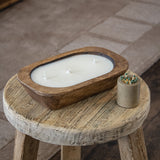 Wood Dough Bowl Candle