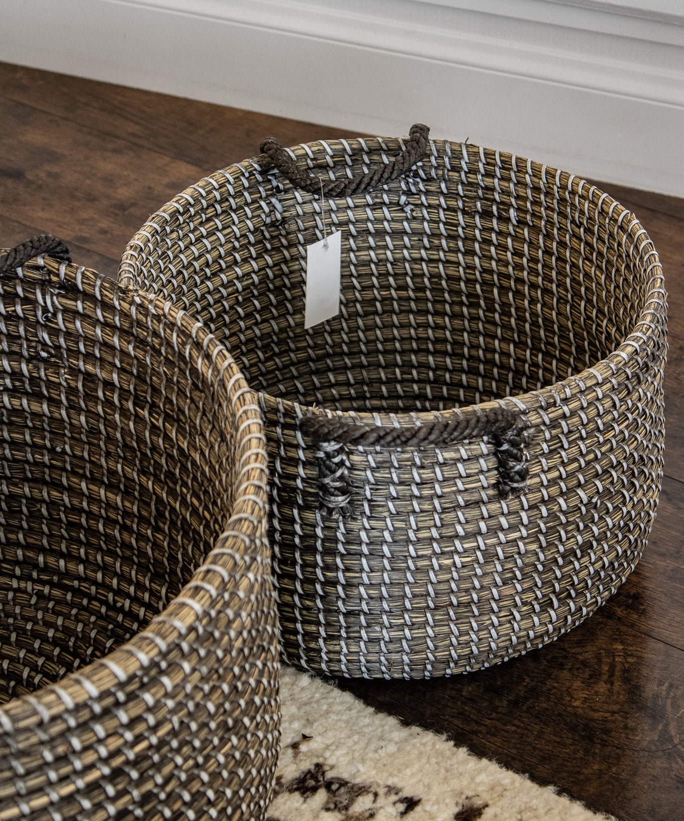 Handwoven Dark Seagrass Baskets Set (Like-New)