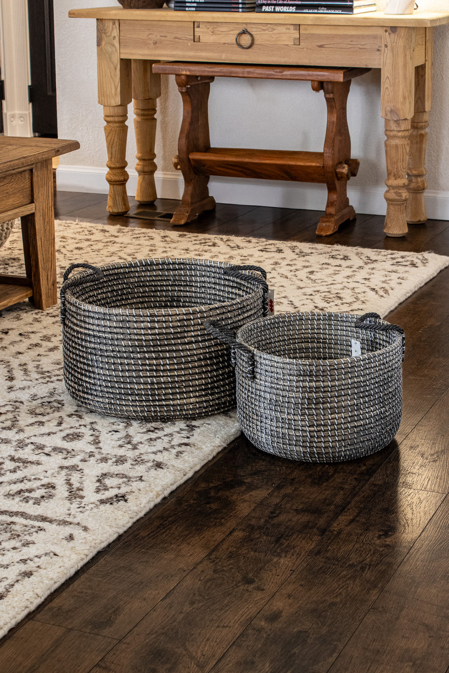 Handwoven Dark Seagrass Baskets Set (Like-New)