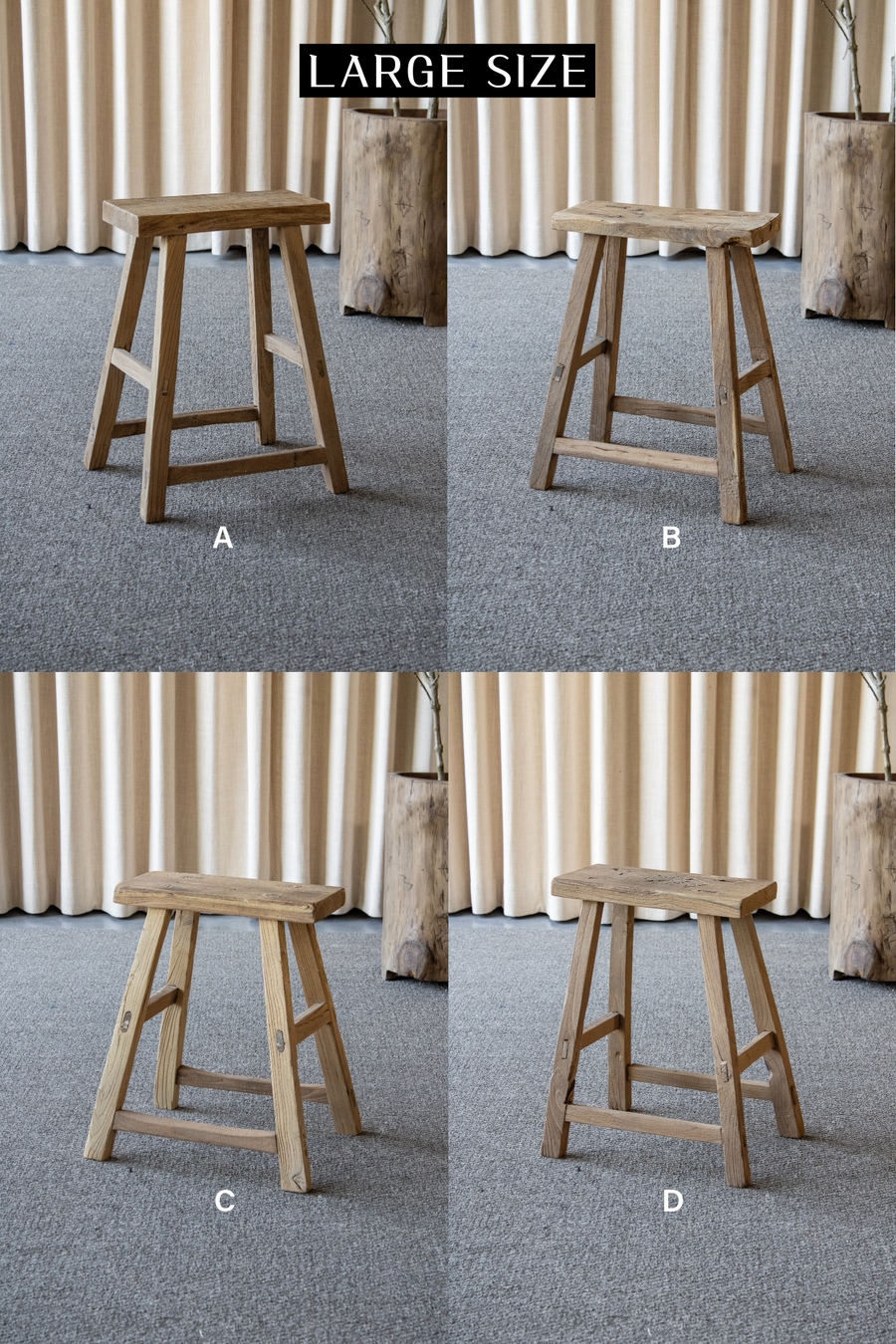 Reclaimed Elm Wood Accent Stools