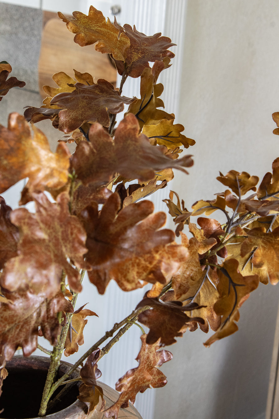 Faux Brown Oak Leaf Spray
