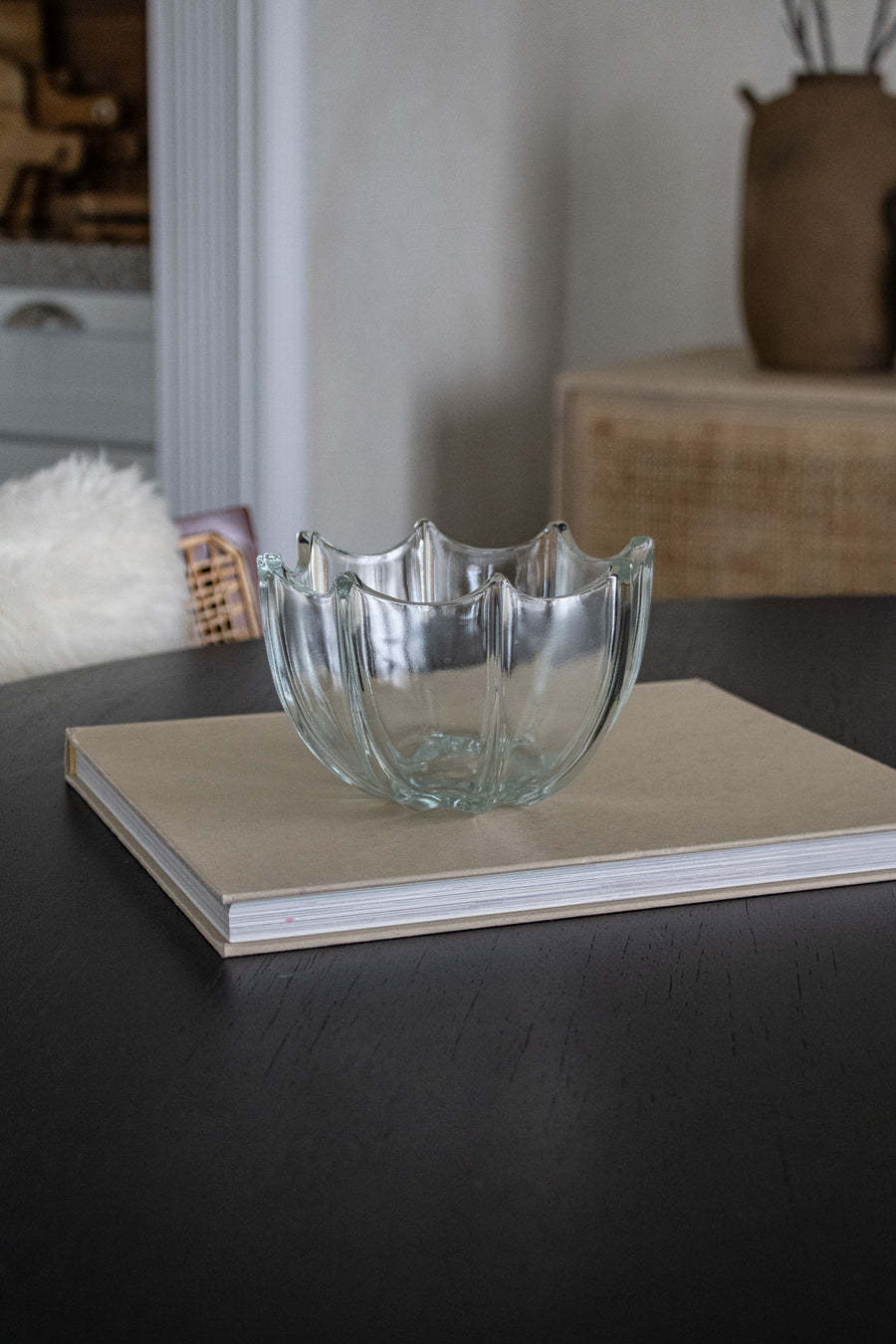 Vintage Clear Glass Scalloped Bowl