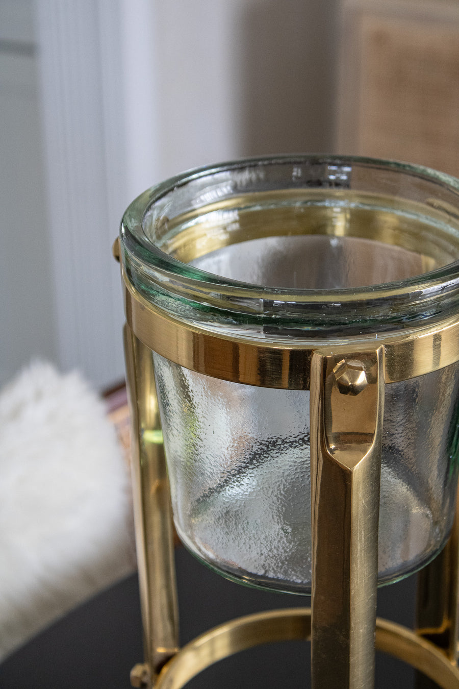 Vintage Brass & Glass Candle Holder