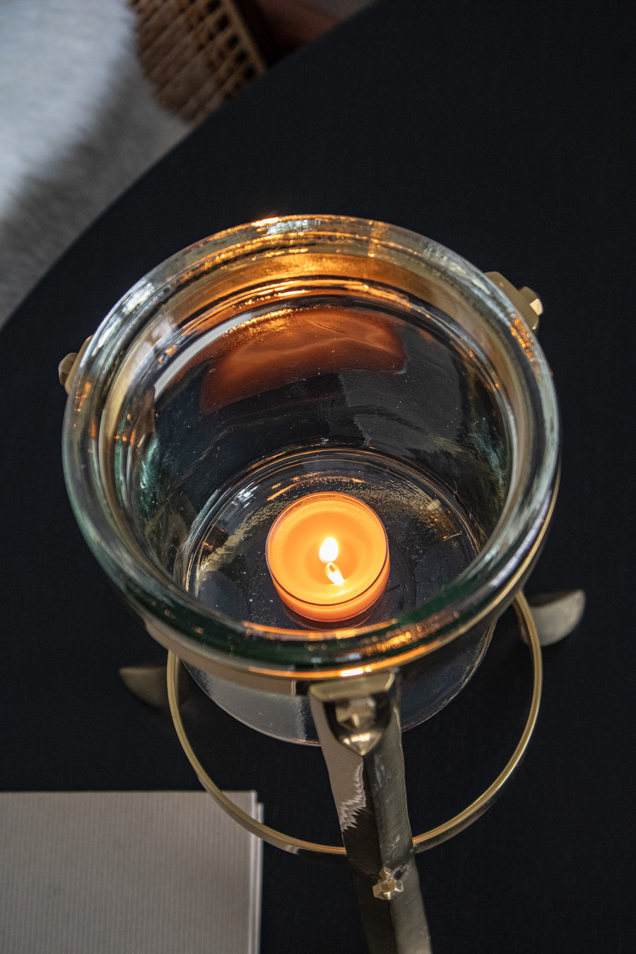Vintage Brass & Glass Candle Holder