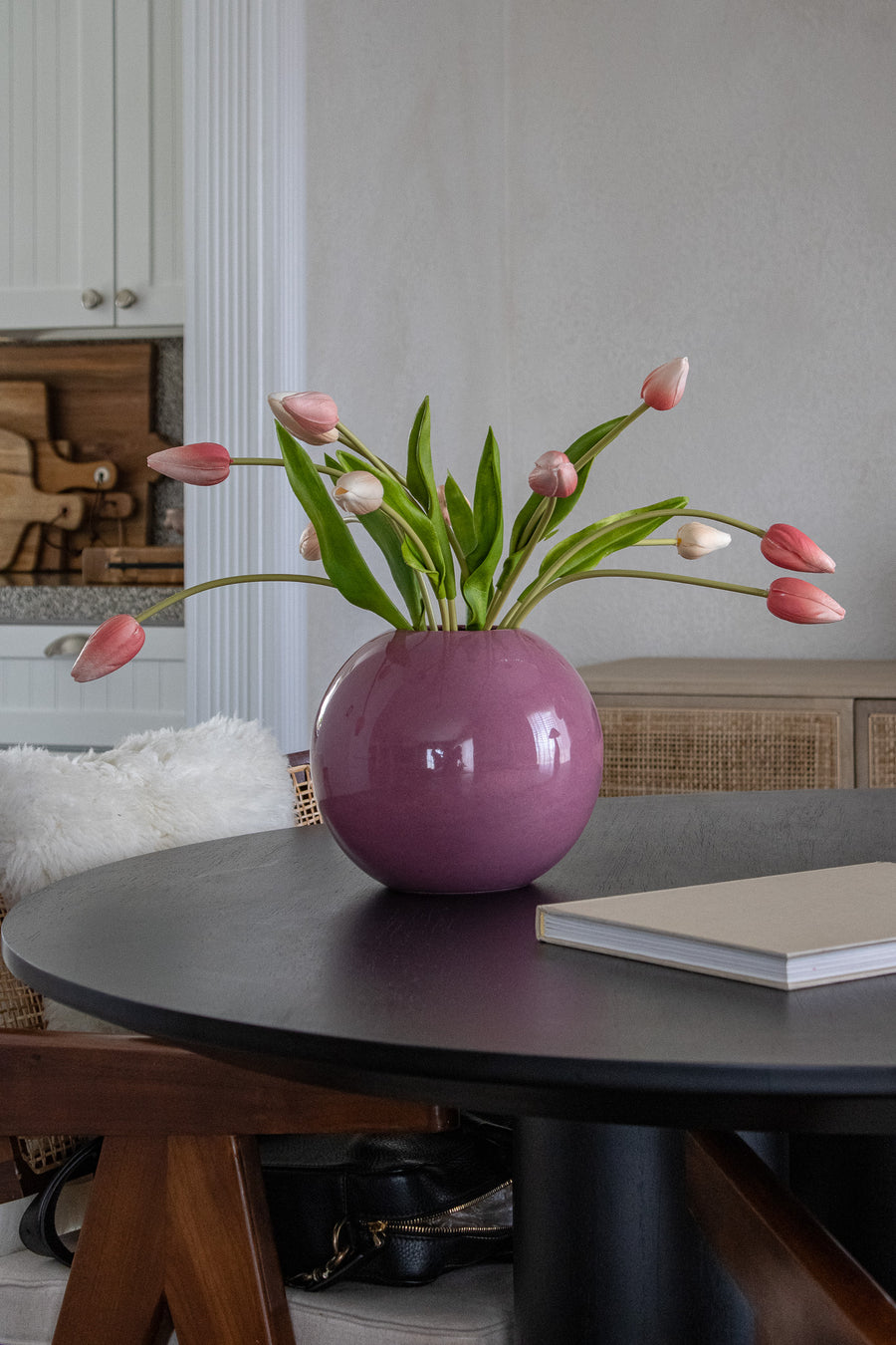 Plum Globe Ceramic Vase