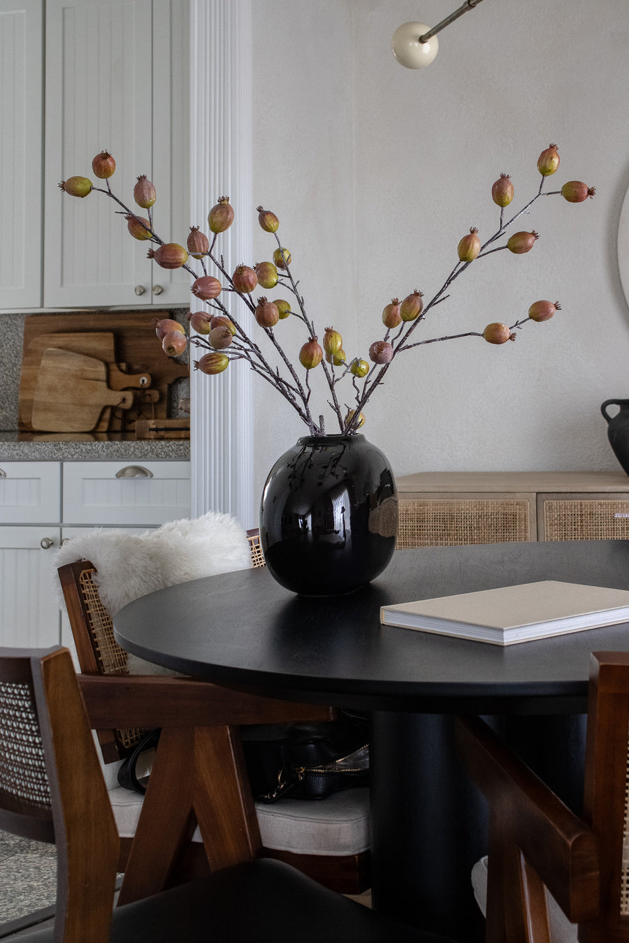 Large Vintage Black Pill-Shaped Vase