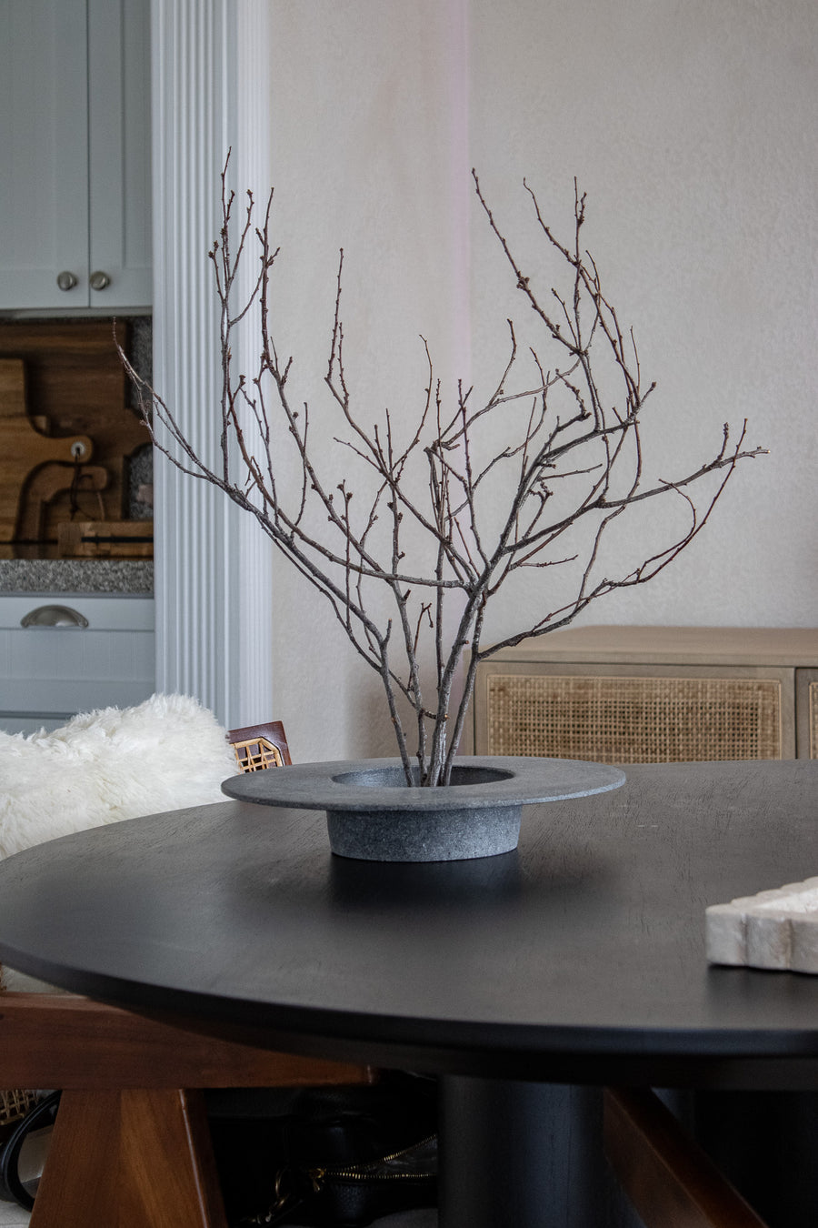 Modern Ikebana Vase Bowl with Kenzan