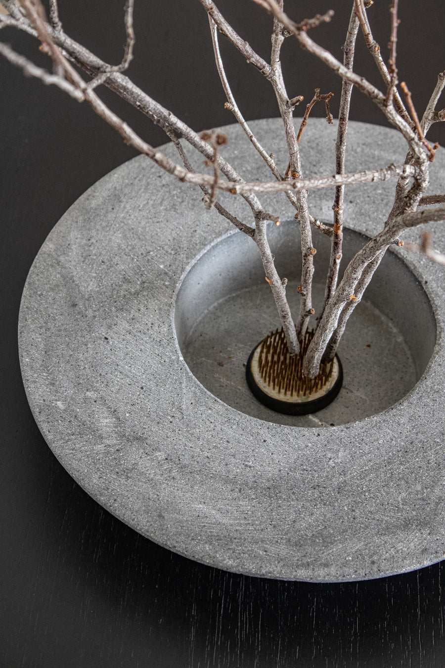Modern Ikebana Vase Bowl with Kenzan