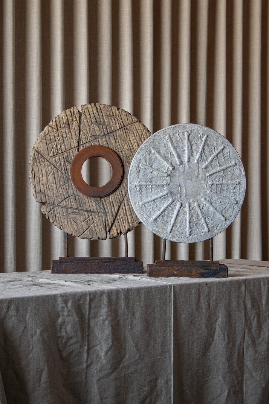 Handcrafted Rustic Wheel Sculptures