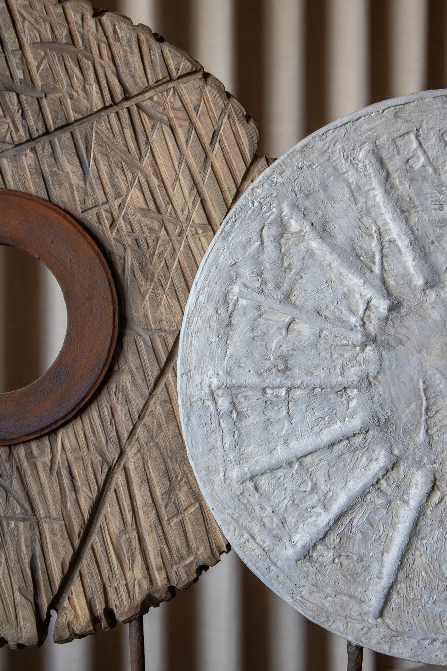 Handcrafted Rustic Wheel Sculptures