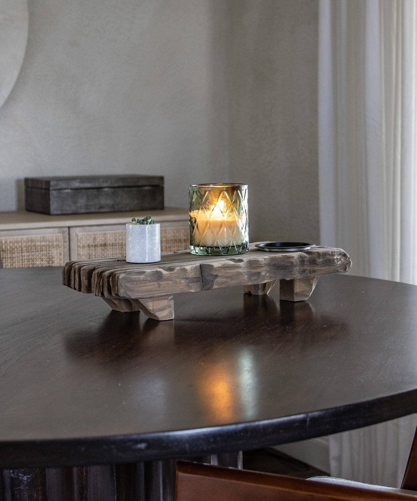 Hand-Carved Rustic Wood Riser