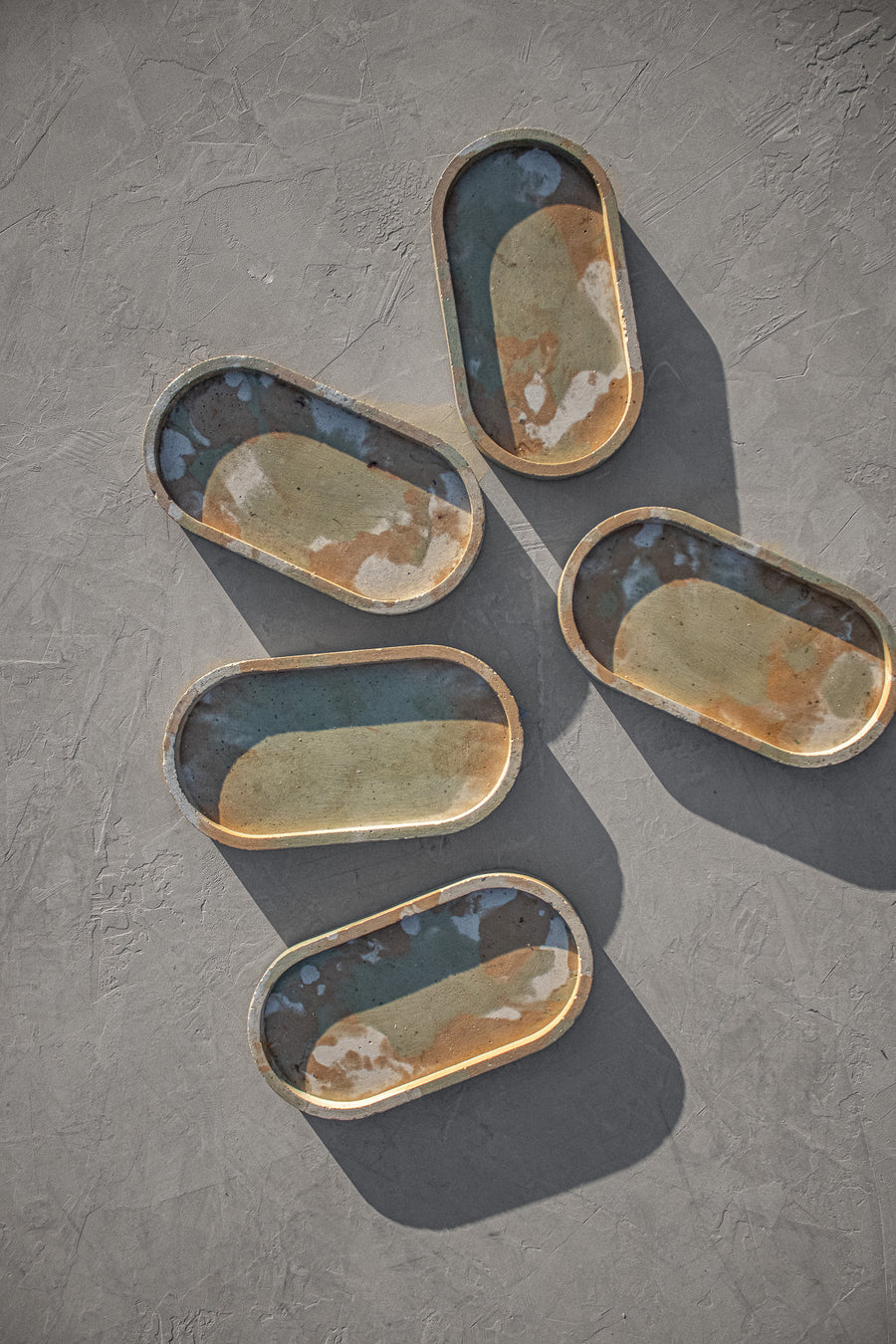 Verdant Cement Marbled Trays