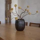Ribbed Black Ceramic Vase