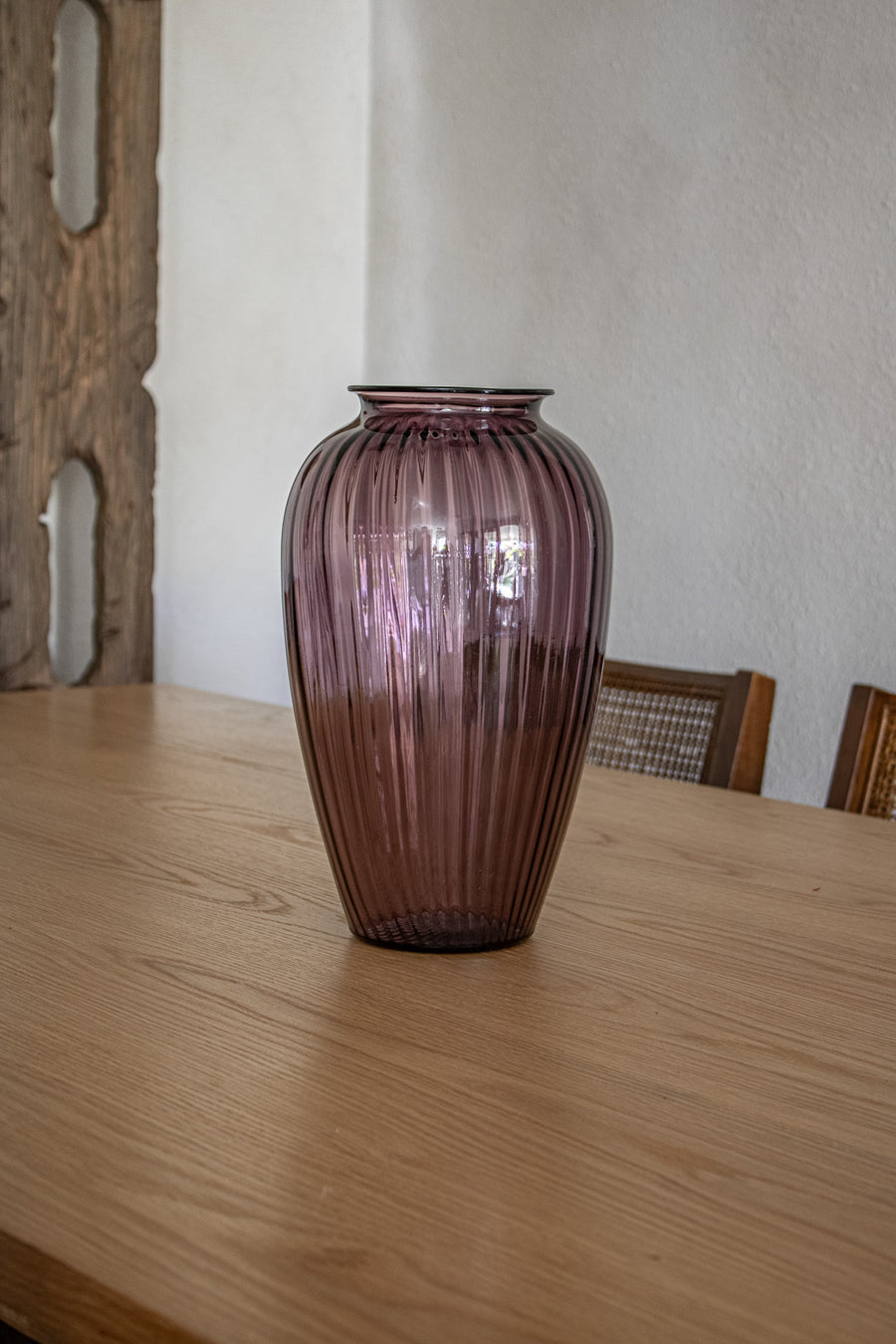 Anchor Hocking Purple Amethyst Glass Ribbed Vase