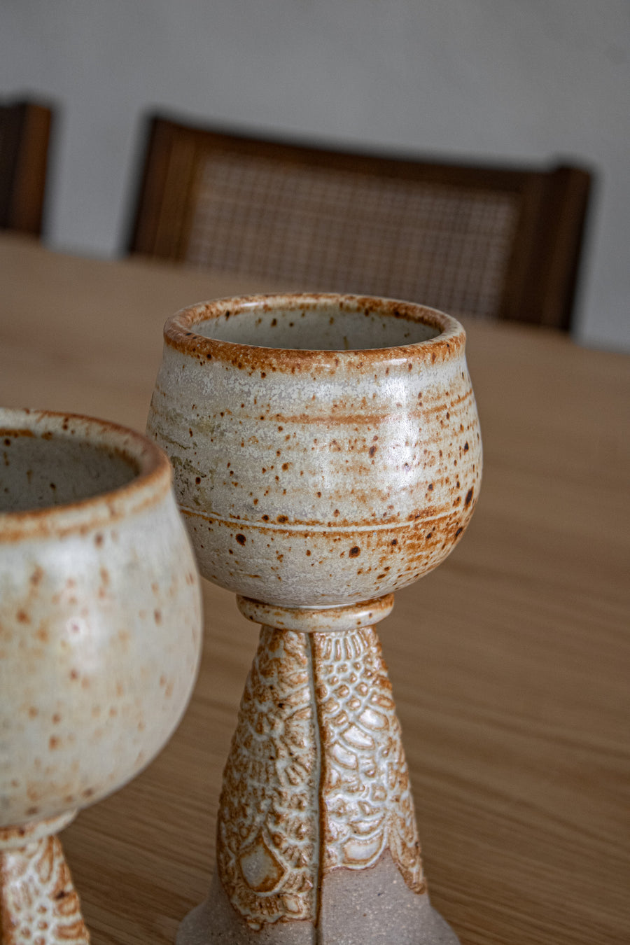 Vintage Handmade Ceramic Wine Goblets