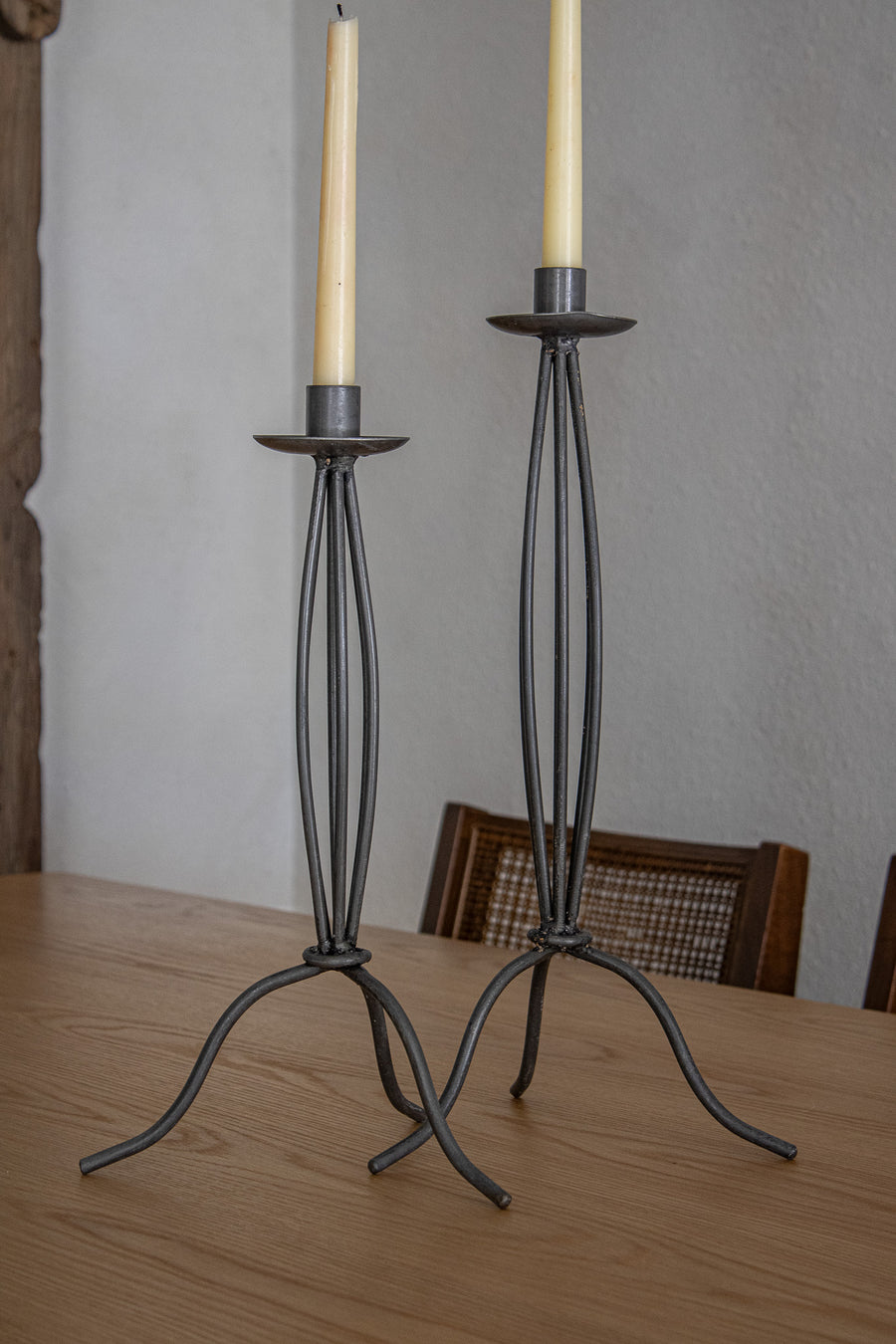 Grey Metal Candleholder Set