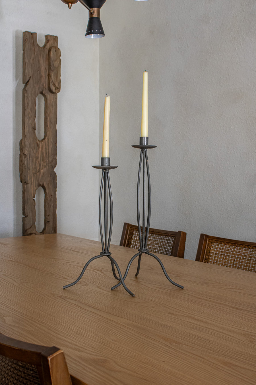 Grey Metal Candleholder Set