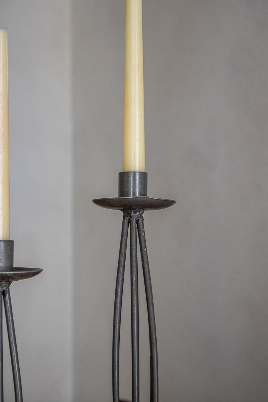 Grey Metal Candleholder Set