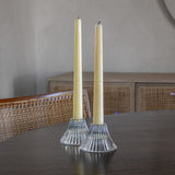 Vintage Ribbed Glass Candleholders