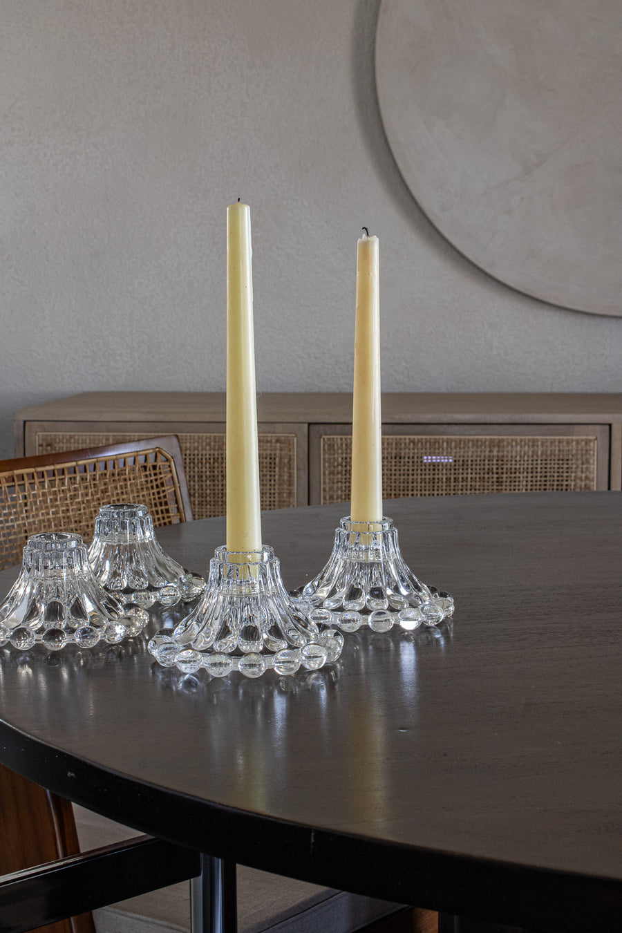 Anchor Hocking Glass Beaded Candle Stick Holders