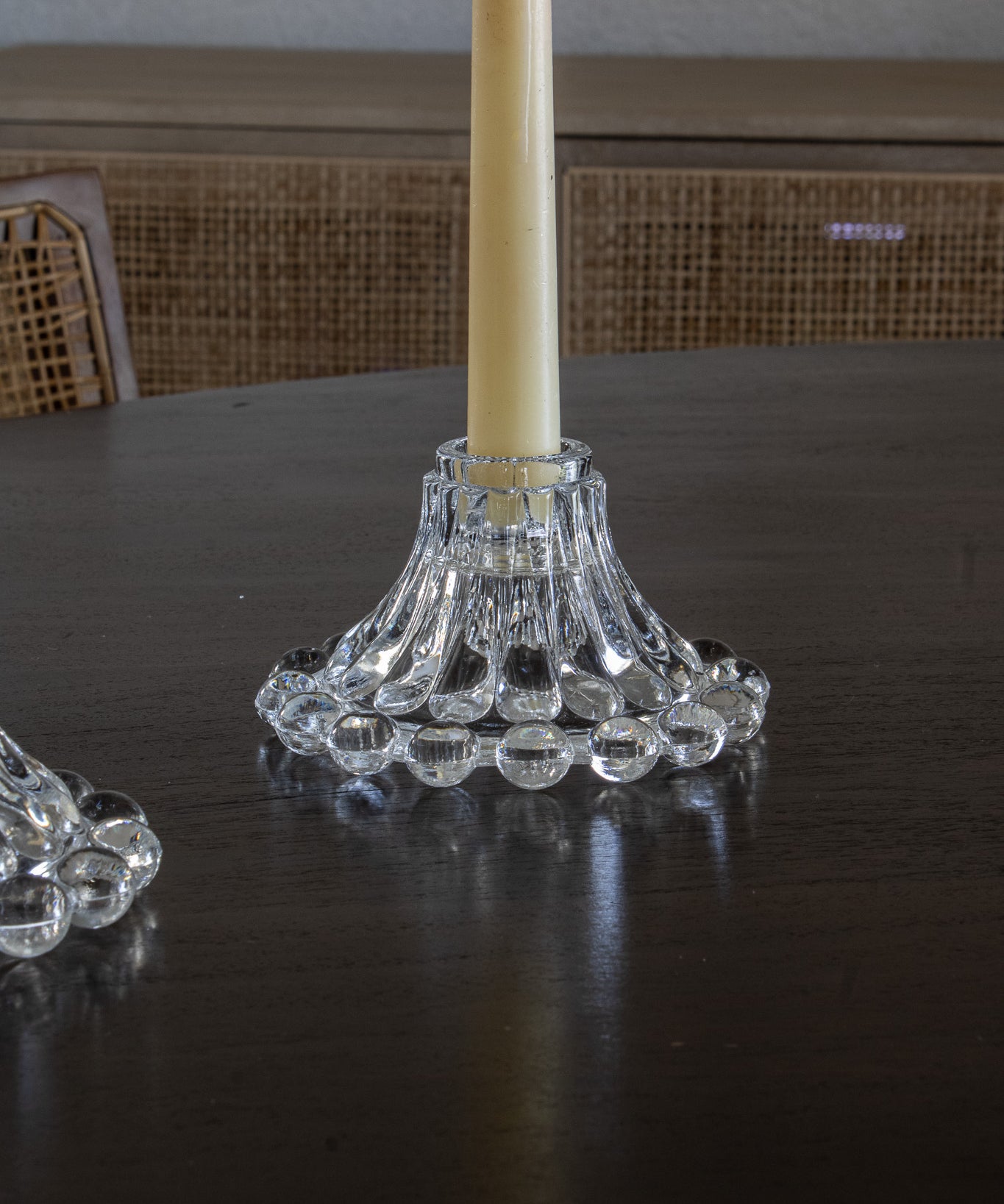 Anchor Hocking Glass Beaded Candle Stick Holders
