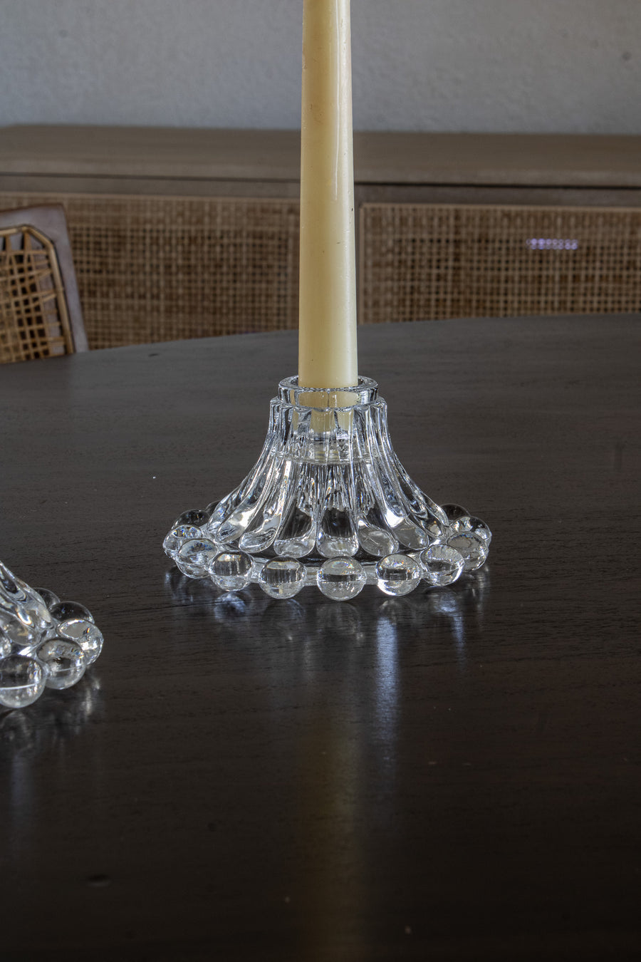 Anchor Hocking Glass Beaded Candle Stick Holders