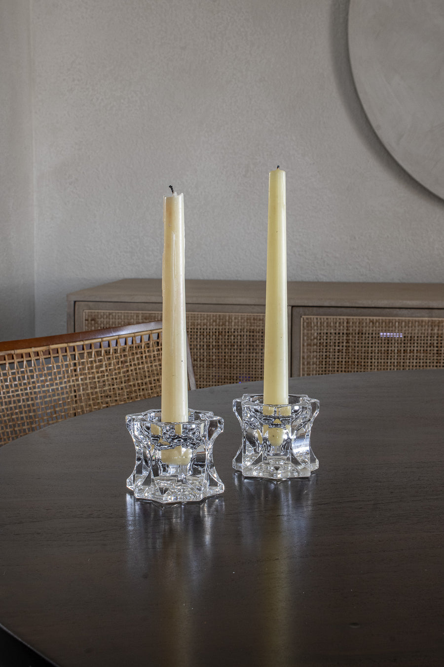 Vintage Glass Candleholder Set