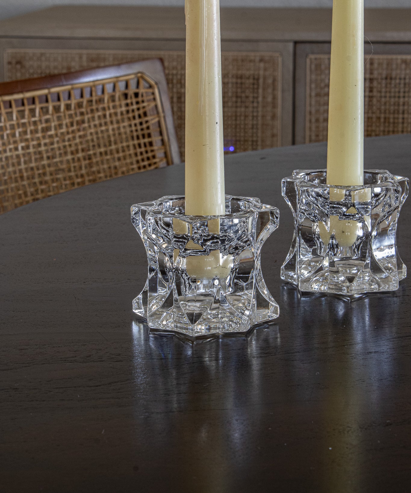 Vintage Glass Candleholder Set