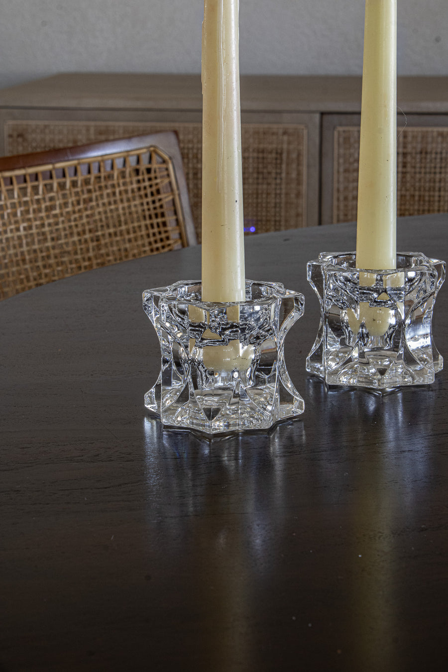 Vintage Glass Candleholder Set