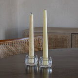 Vintage Hexagon Glass Candleholder Pair