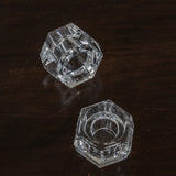 Vintage Hexagon Glass Candleholder Pair