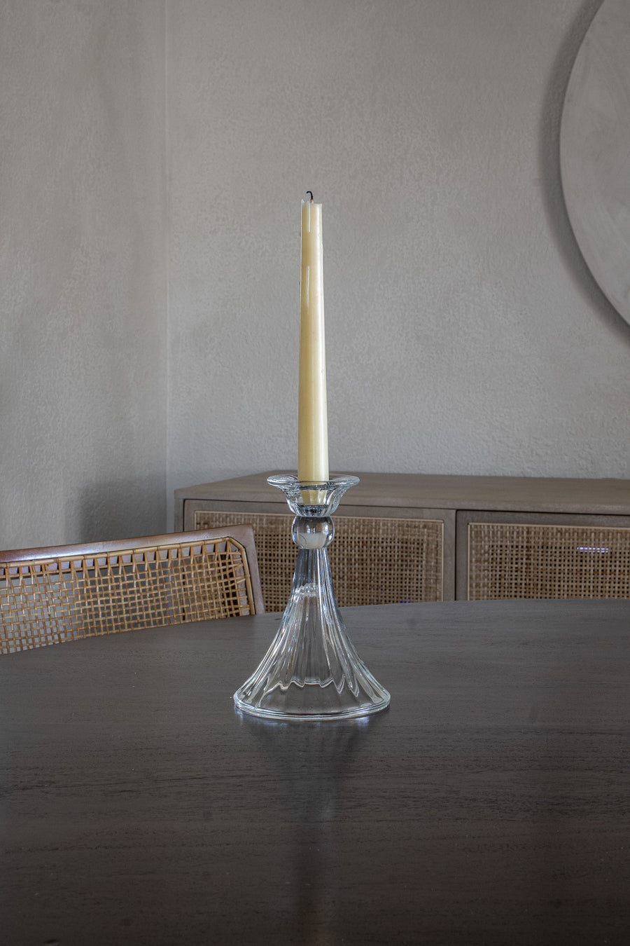 Vintage Ribbed Glass Candleholder