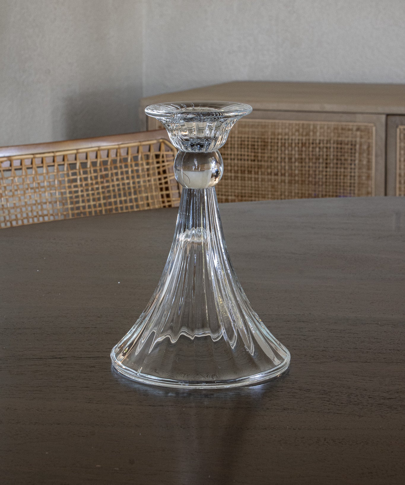 Vintage Ribbed Glass Candleholder