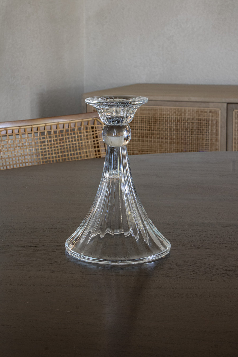 Vintage Ribbed Glass Candleholder