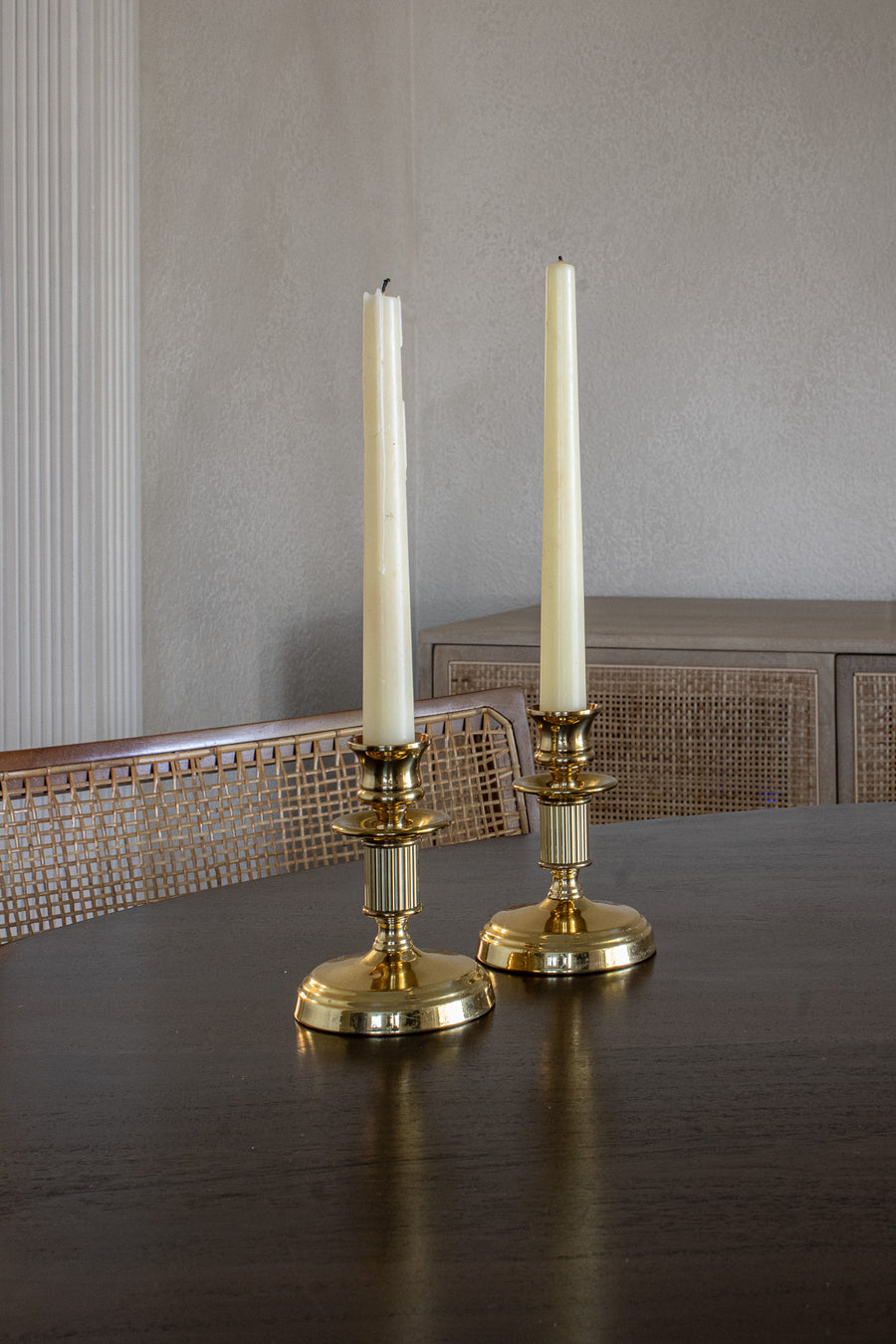 Vintage Brass Candleholder Pair