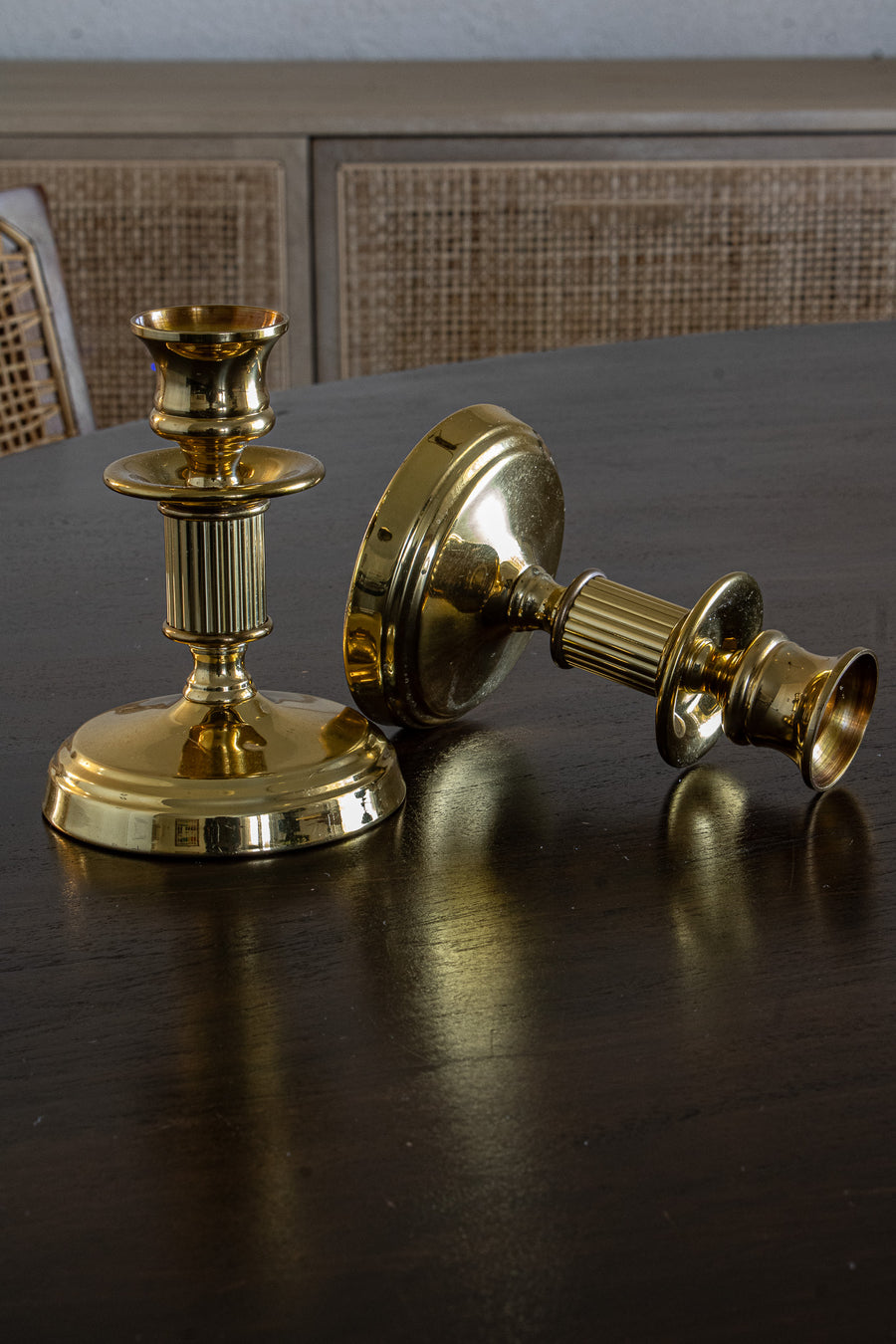 Vintage Brass Candleholder Pair