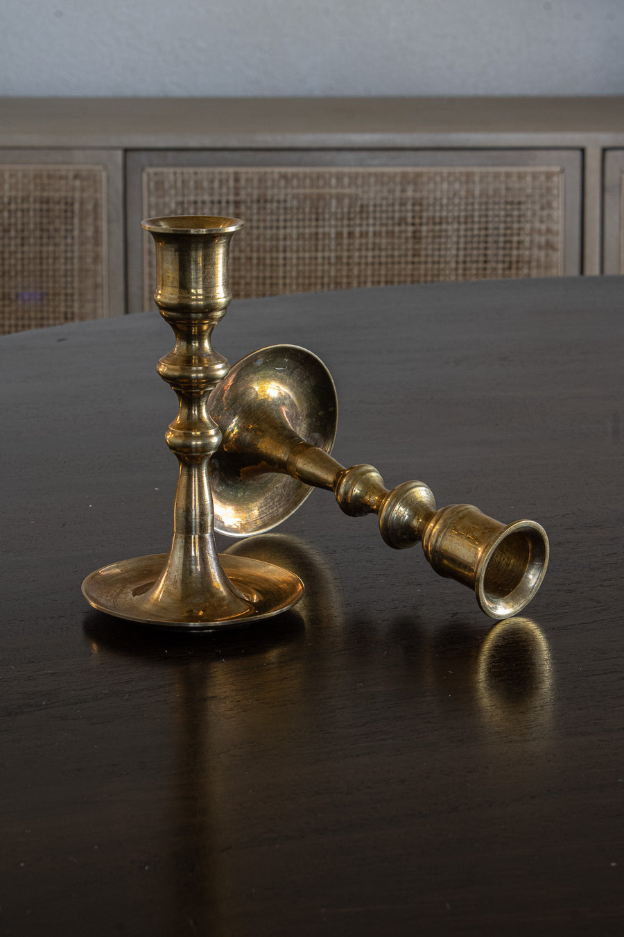 Vintage Brass Candleholder Set