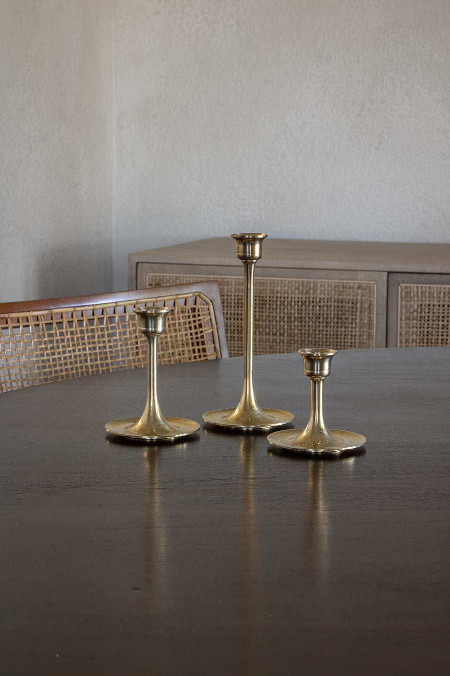 Vintage Brass Candleholder Set of 3