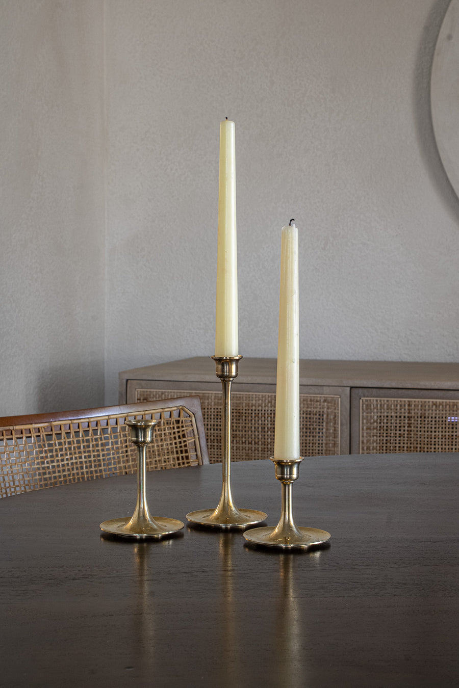 Vintage Brass Candleholder Set of 3