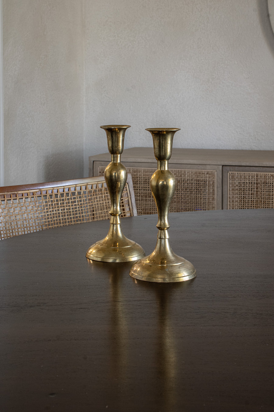 Vintage Brass Candleholder Set