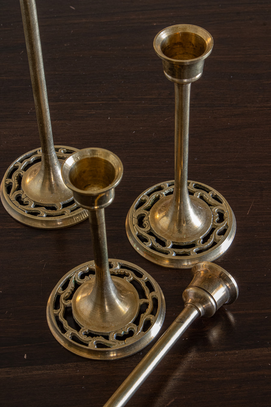 Vintage Brass Candleholder Set of 4