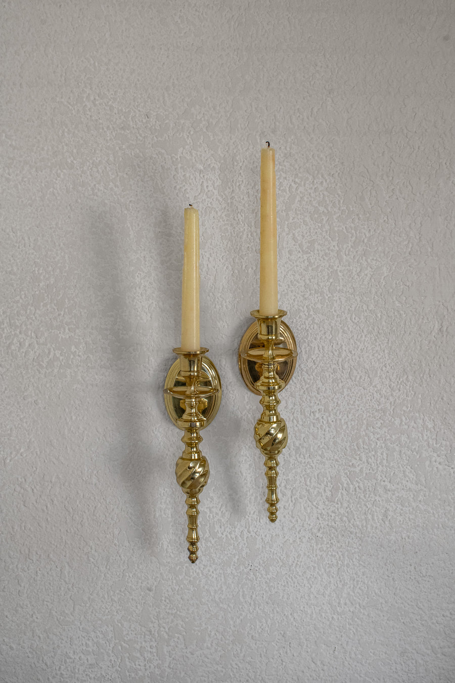 Vintage Laquered Brass Sconce Candleholder Set