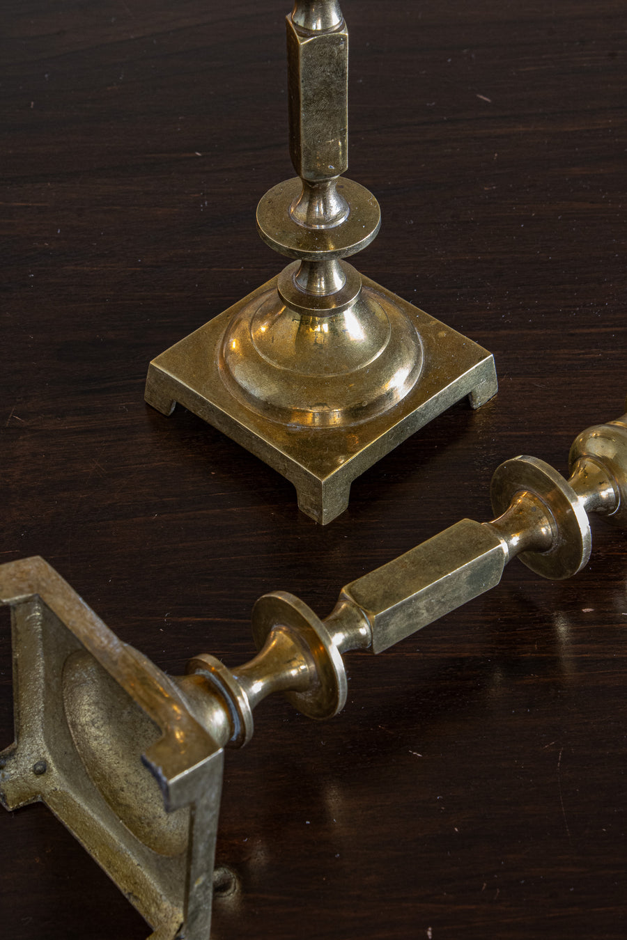 Vintage Squared Brass Candleholder Set