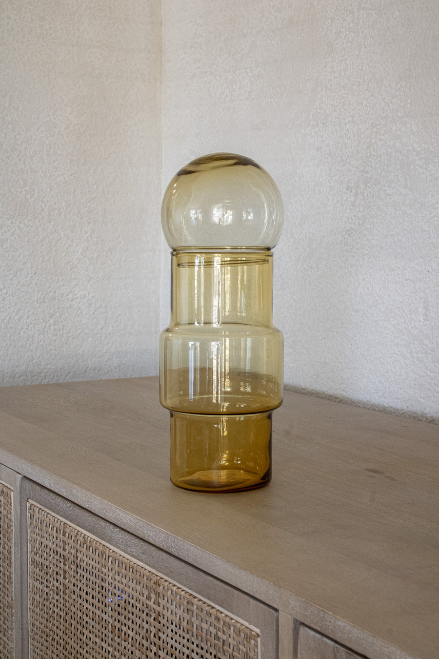 Light Amber Glass Lidded Canister