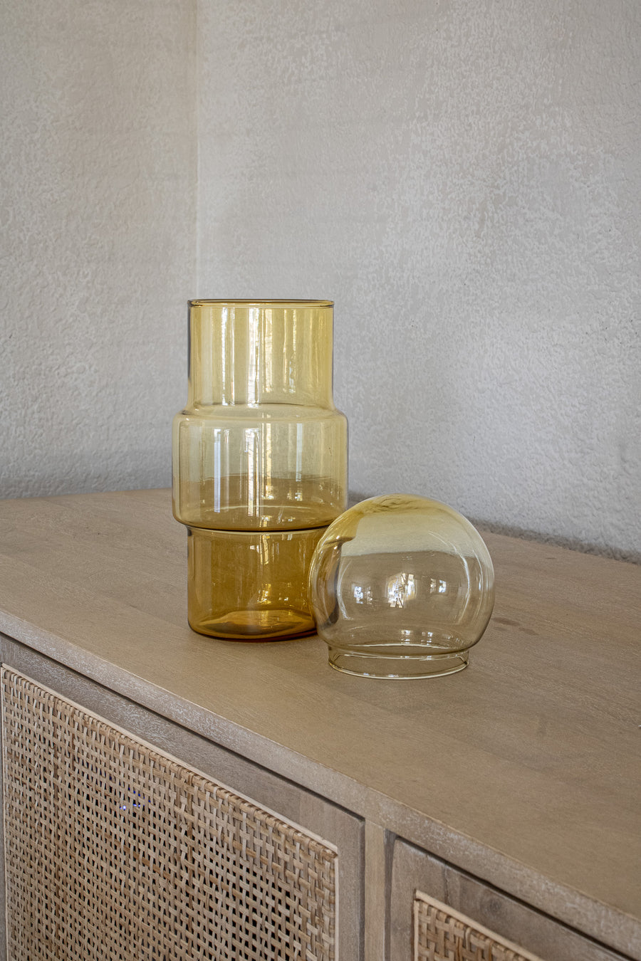 Light Amber Glass Lidded Canister