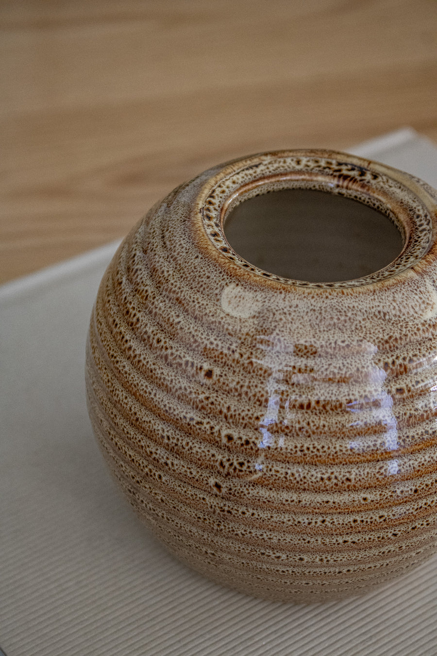 Small Ribbed Ceramic Vase