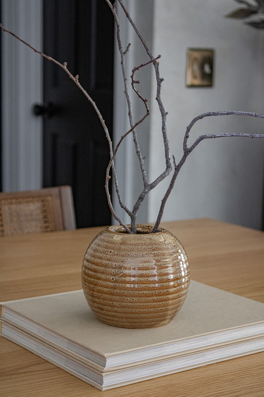 Small Ribbed Ceramic Vase