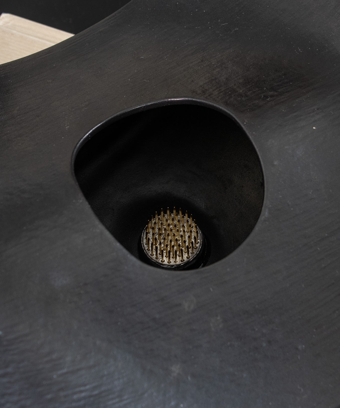 Sculptural Black Ikebana Vessel with Kenzan